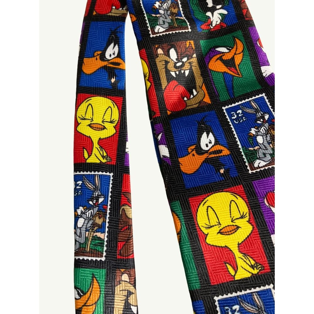 Looney Tunes Postage Stamp Collection Men's Necktie Tweety Bird Roadrunner - Picture 4 of 9